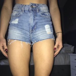 Medium Wash Distressed Shorts